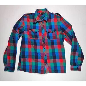 Salt Valley Mens Western Button Down Shirt‎ Plaid Colorful Size L Long Sleeve